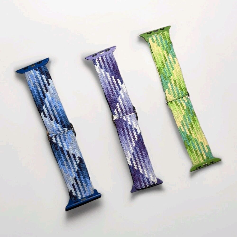 Braided Nylon Loop Apple Watch Bands 42 44 45mm Multicolor Blue Purple Green New
